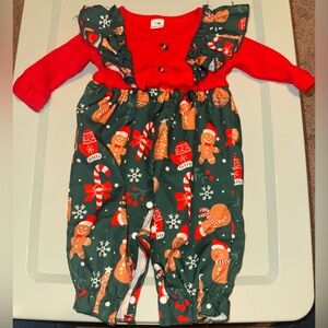 Festive Red and Green Baby Romper